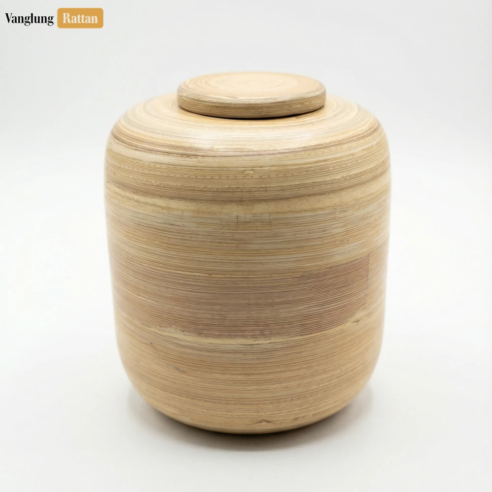 Rattan Export Bulk Handcrafted Bamboo Urns for Ashes - Eco-Friendly Memorial Products for Commercial Use - REX-UR0526005