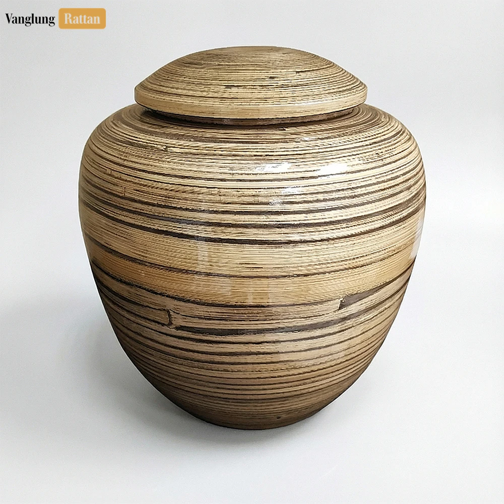 Rattan Export Wholesale Coiled Bamboo Cremation Urn - Sustainable Funeral Supply for Bulk Use - REX-UR0526002