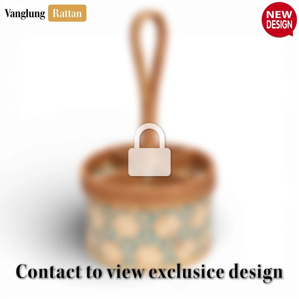 Rattan Export Bamboo Rattan Picnic and Party Cutlery Holder - Portable Woven Caddy for Outdoor Hosting Use - REX-TWR05007