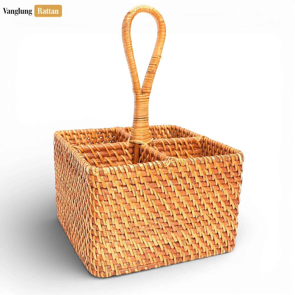 Rattan Export Rattan Tableware Cutlery Holder - Eco-Friendly Tableware Storage for Meal Use - REX-TWH02006