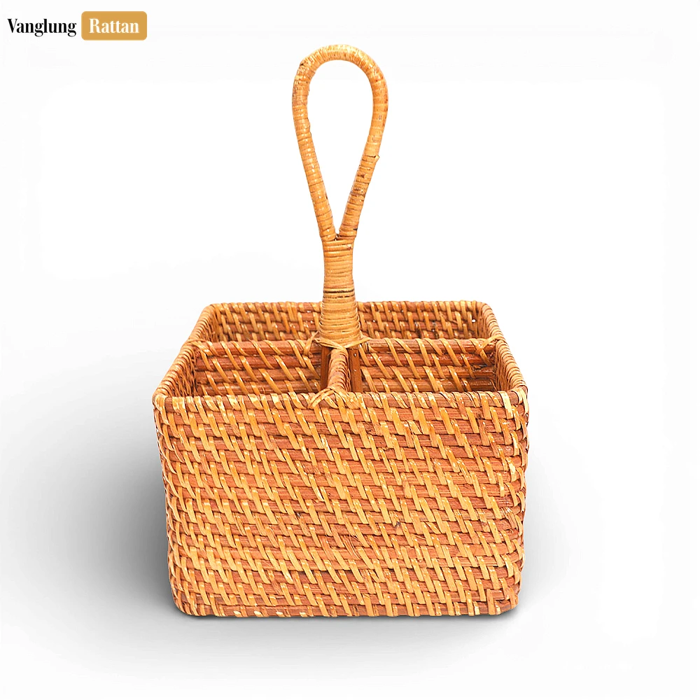 Rattan Export Rattan Tableware Cutlery Holder - Eco-Friendly Tableware Storage for Meal Use - REX-TWH02006