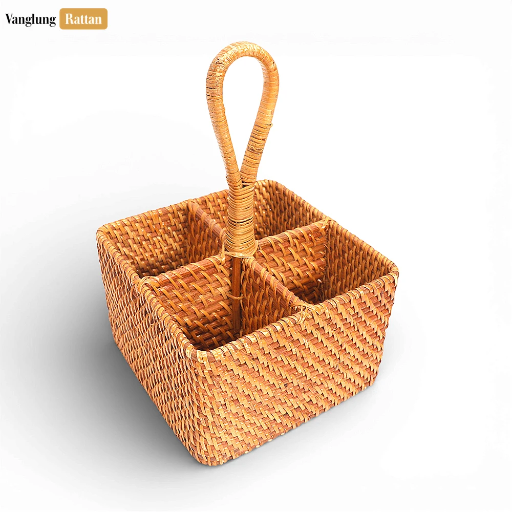 Rattan Export Rattan Tableware Cutlery Holder - Eco-Friendly Tableware Storage for Meal Use - REX-TWH02006