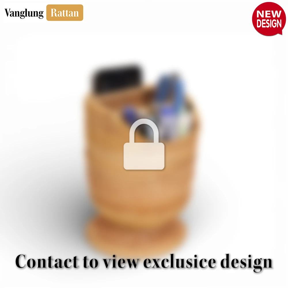 Rattan Export Rustic Rattan Pen Holder Cup - Eco-Friendly Office Decor for Daily Organization Use - REX-ST23009