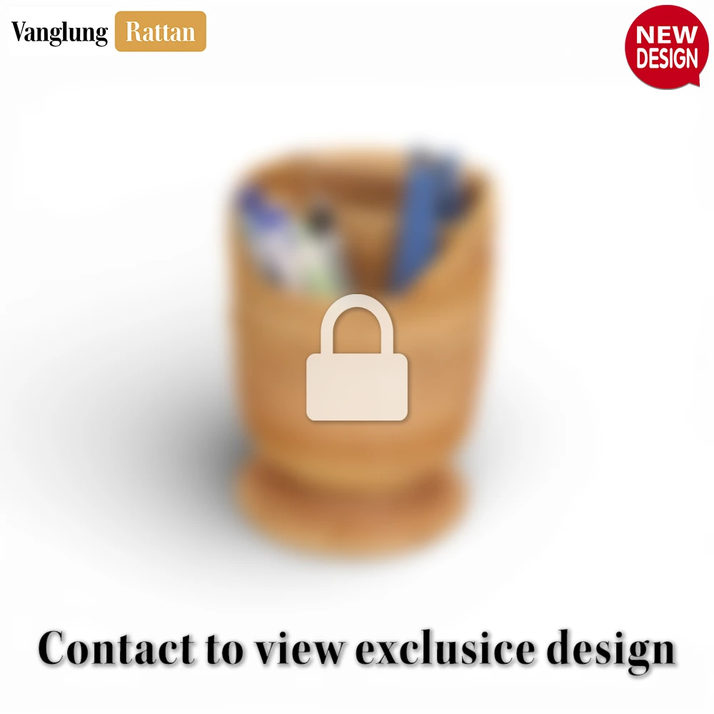 Rattan Export Rustic Rattan Pen Holder Cup - Eco-Friendly Office Decor for Daily Organization Use - REX-ST23009