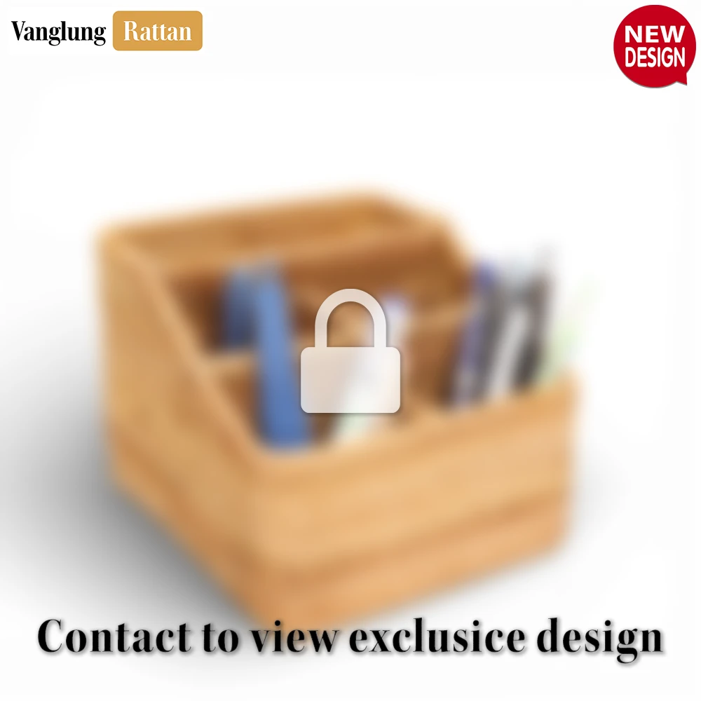 Rattan Export Woven Rattan Pen Holder for Office Desk - Multi-Use Pen, Pencil, and Remote Storage - REX-ST23007