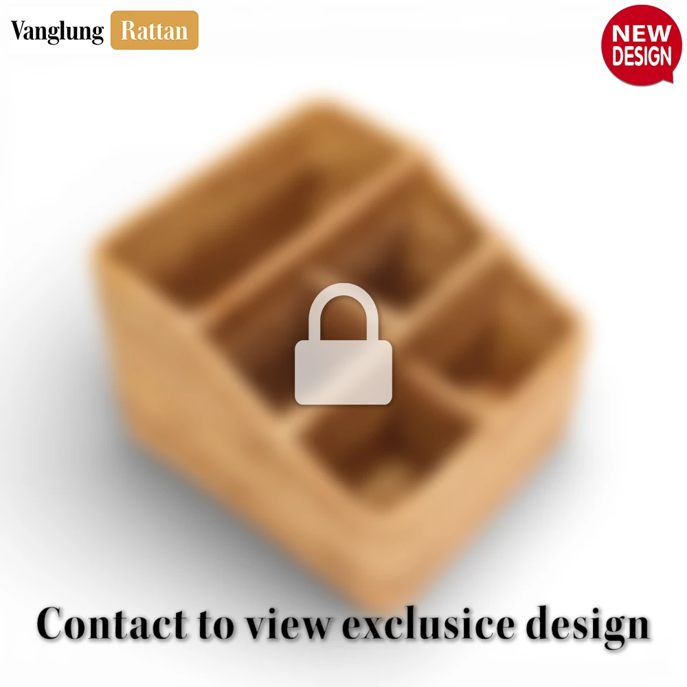Rattan Export Woven Rattan Pen Holder for Office Desk - Multi-Use Pen, Pencil, and Remote Storage - REX-ST23007