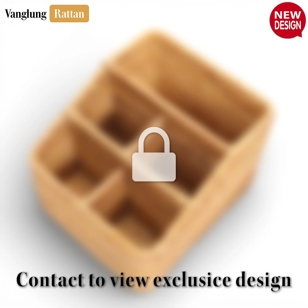 Rattan Export Woven Rattan Pen Holder for Office Desk - Multi-Use Pen, Pencil, and Remote Storage - REX-ST23007