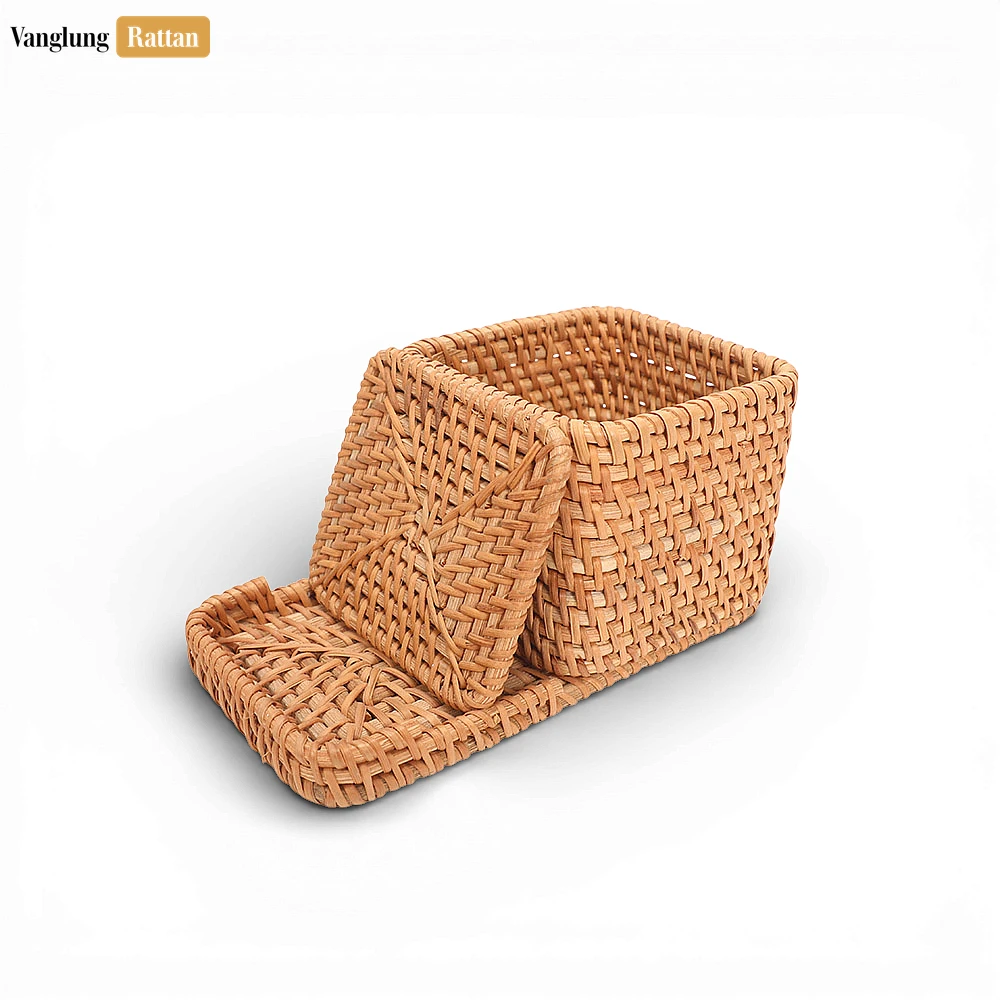 Rattan Export Natural Straw Rattan Pen Holder and Desk Caddy - Woven Stationery Organizer for Office Use - REX-ST23015