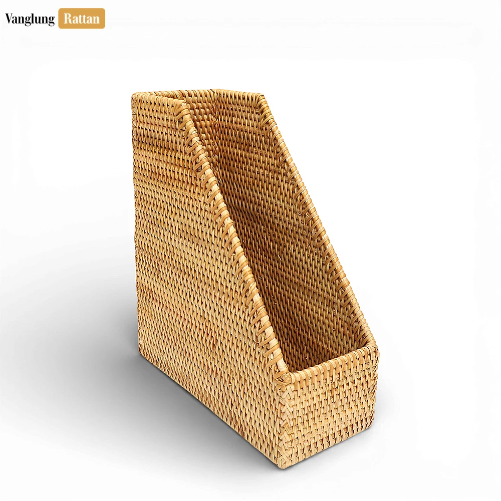 Rattan Export Handcrafted Slanted Rattan Desk Organizer - Sustainable Stationery Storage for Office Use - REX-ST23005