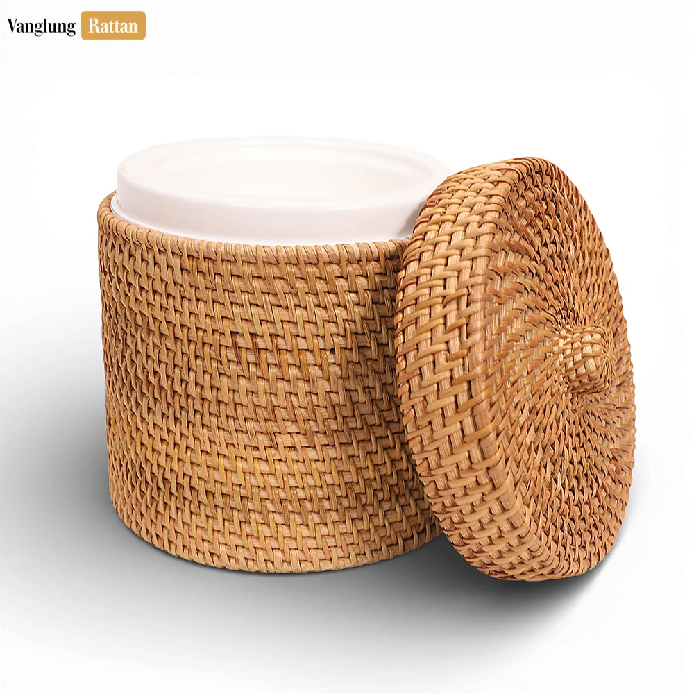 Rattan Export Handcrafted Woven Rattan Ice Pail - Sustainable Drink Service and Party Use Accessory - REX-ICB022005