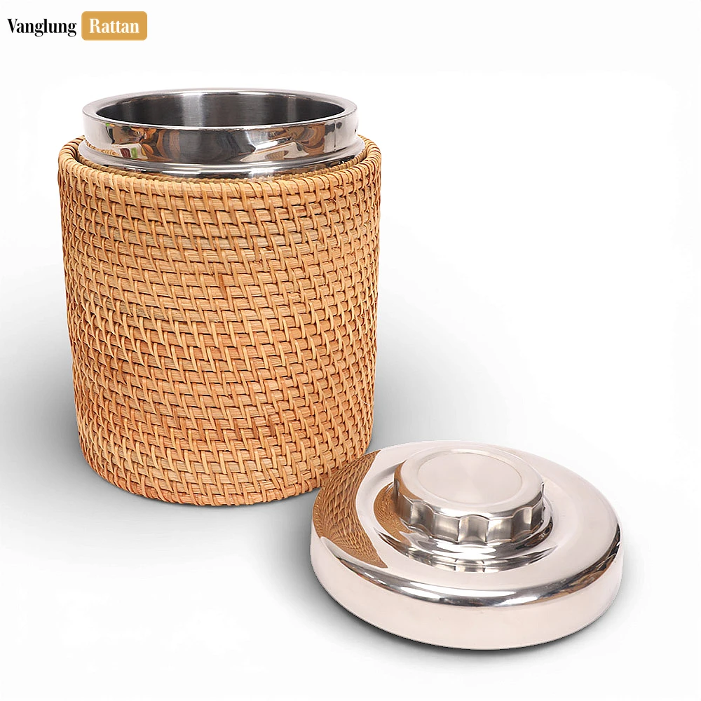 Rattan Export Honey-Tan Straw Weave Ice Bucket - Sustainable Drink Service and Party Use Accessory - REX-ICB012003