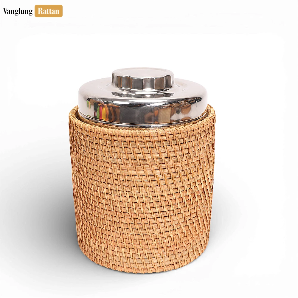 Rattan Export Honey-Tan Straw Weave Ice Bucket - Sustainable Drink Service and Party Use Accessory - REX-ICB012003