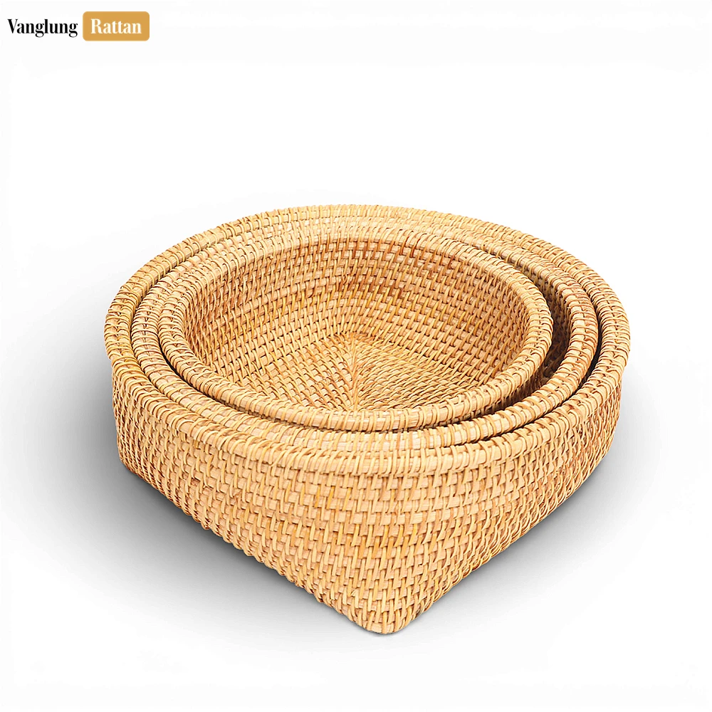 Rattan Export Eco-friendly Handwoven Natural Straw Rattan Serving Bow - REX-TW01BL0034N