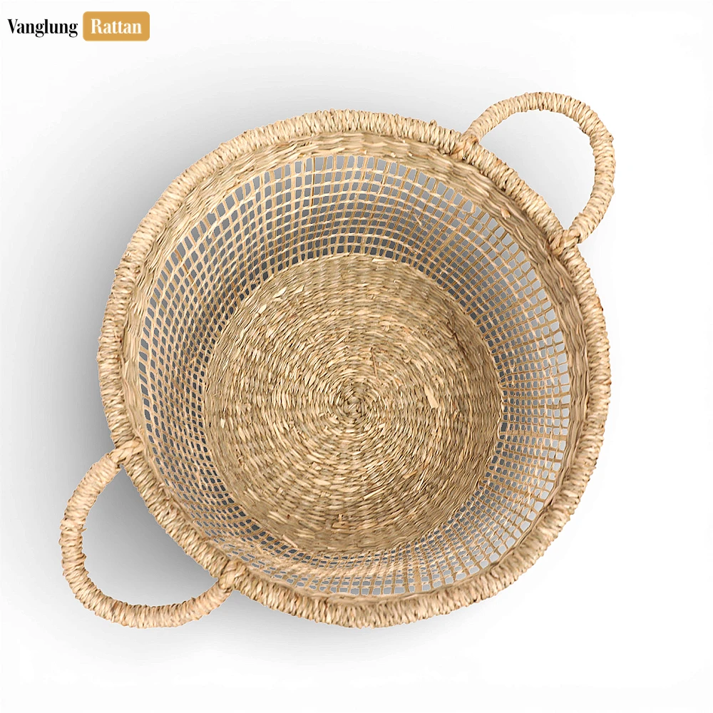 Rattan Export Natural Seagrass Bathroom Basket with Handles - Airy Woven Storage for Towels and Décor - REX-SB071006