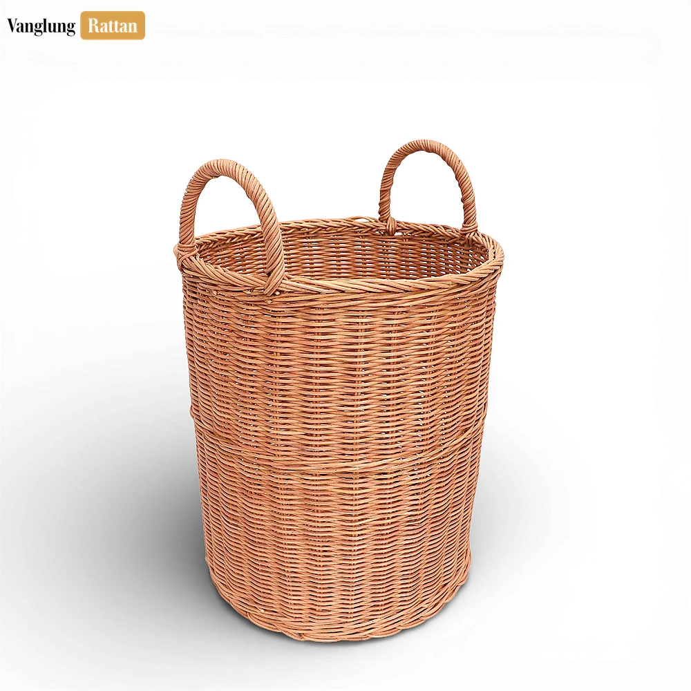 Rattan Export Natural Core Rattan Bathroom Basket with Handles - Woven Laundry and Towel Storage - REX-BB031008