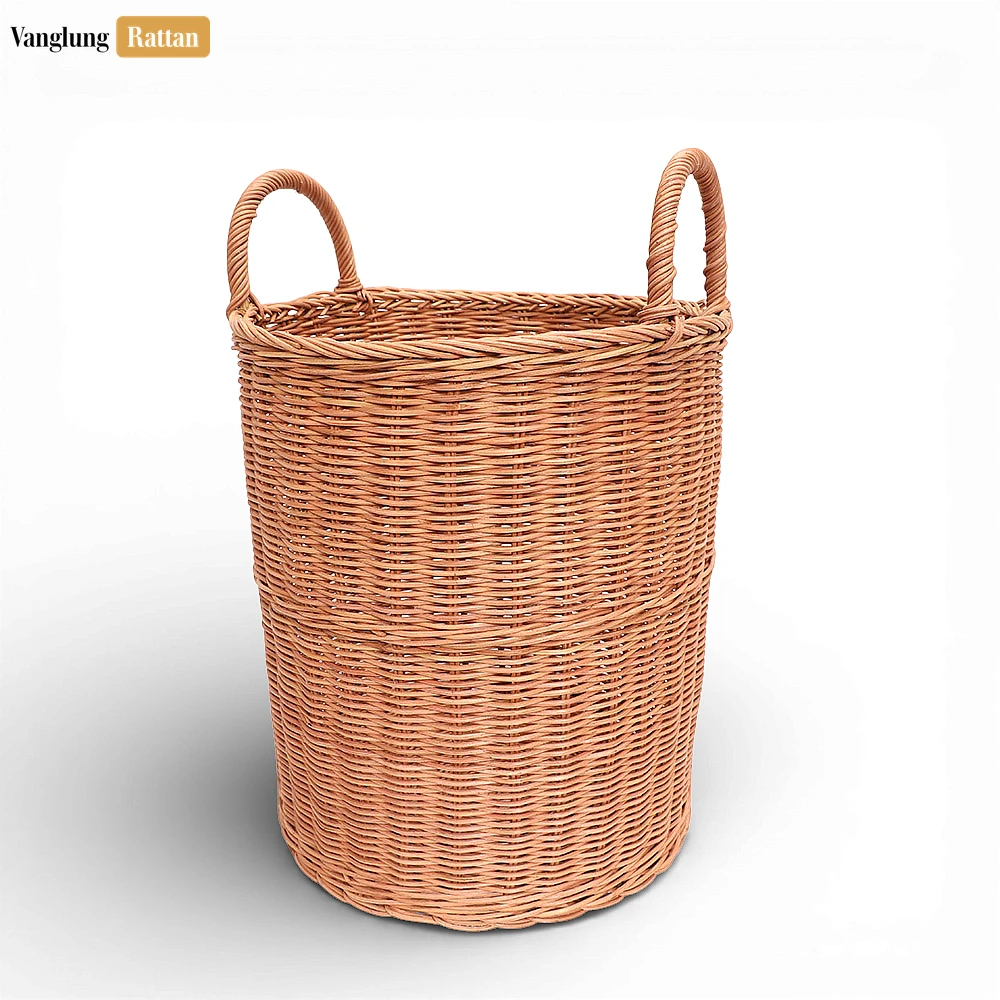 Rattan Export Natural Core Rattan Bathroom Basket with Handles - Woven Laundry and Towel Storage - REX-BB031008