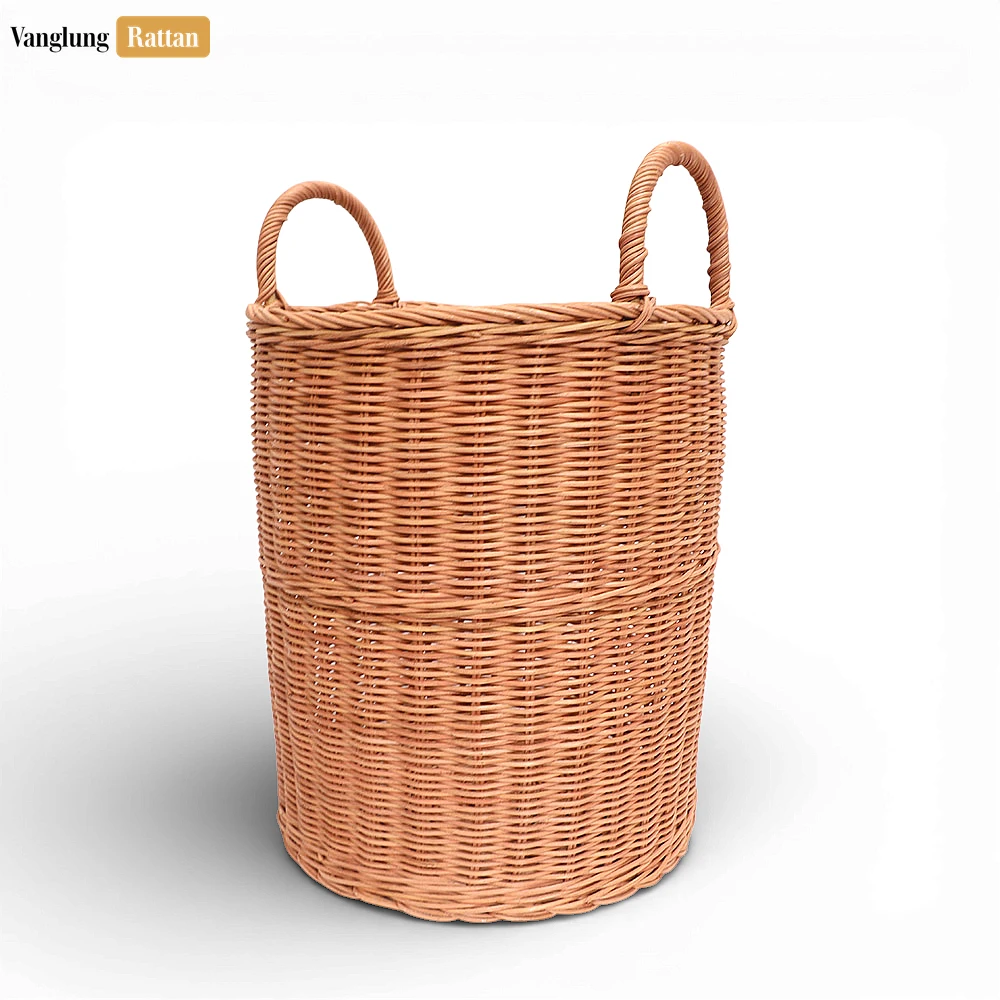Rattan Export Natural Core Rattan Bathroom Basket with Handles - Woven Laundry and Towel Storage - REX-BB031008