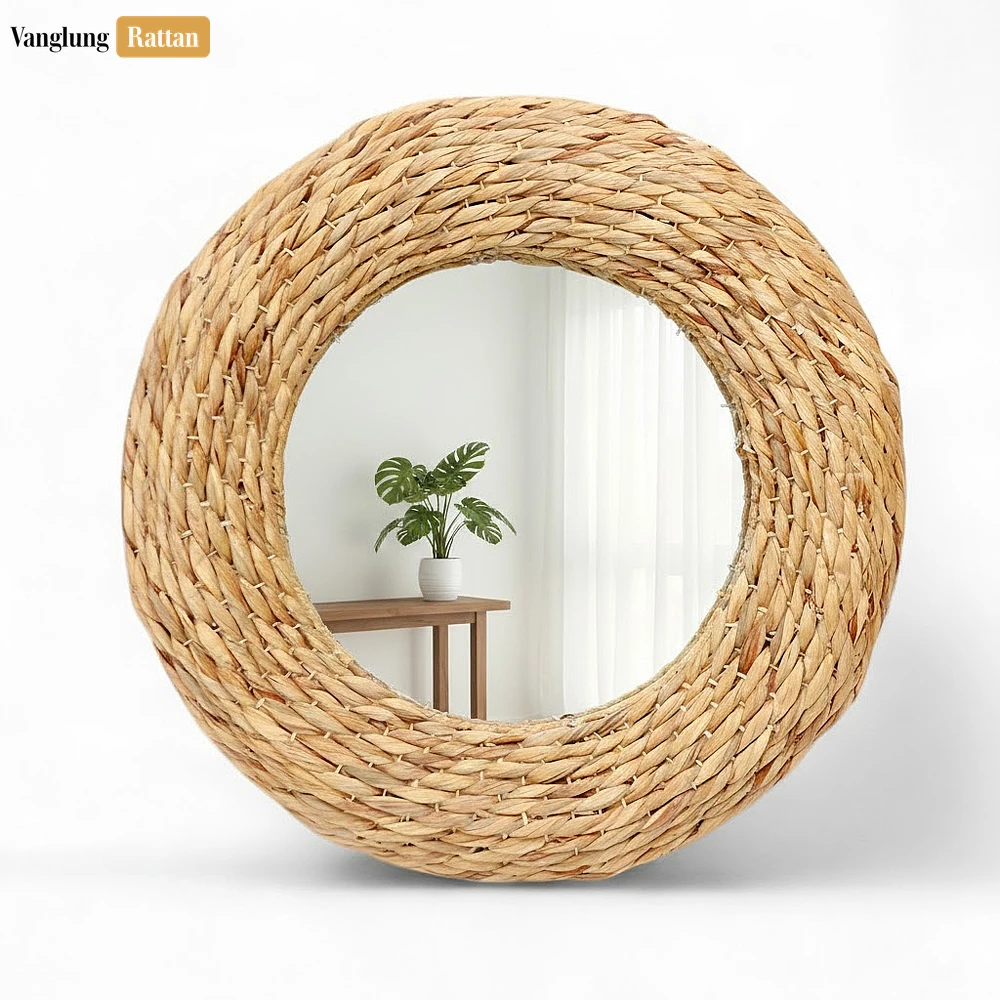 Rattan Export Handcrafted Chunky Braided Mirror - Natural Braided Fiber Home Decor Accent - REX-DC0825014