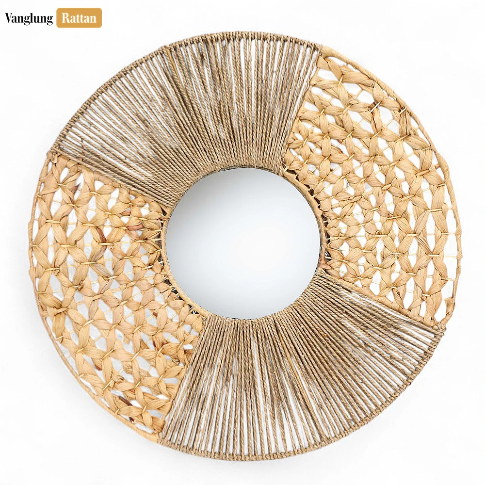 Rattan Export Handcrafted Seagrass and Cord Mirror - Sustainable Decorative Wall Art for Living Room - REX-DC0725013