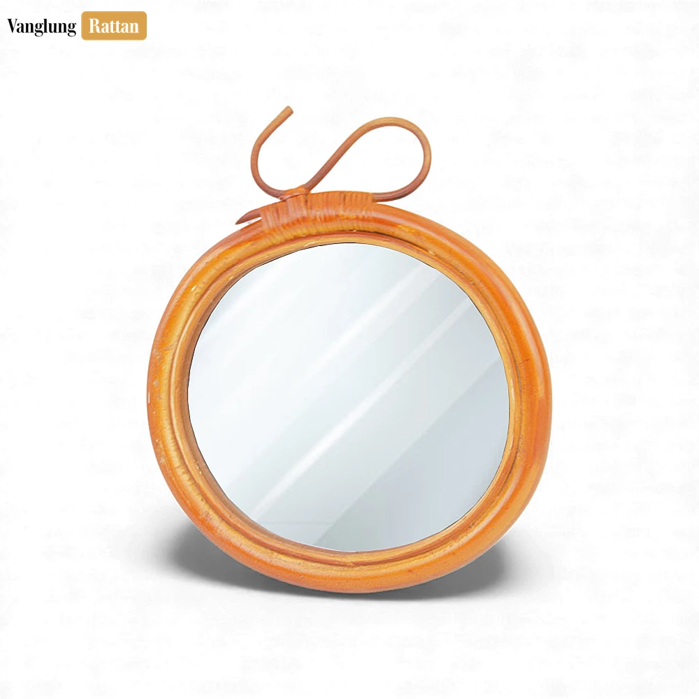 Rattan Export Handcrafted Core Rattan Circle Mirror - Sustainable Vanity Accent for Bathroom Décor - REX-DC0325003