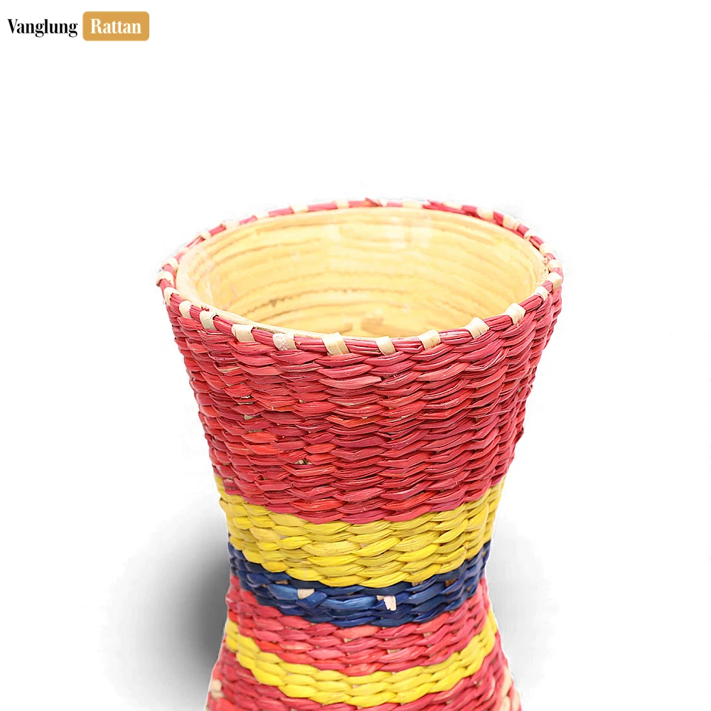 Rattan Export Rustic Colorful Woven Seagrass Vase - Festive Holiday Table Accent - REX-DCVA27007