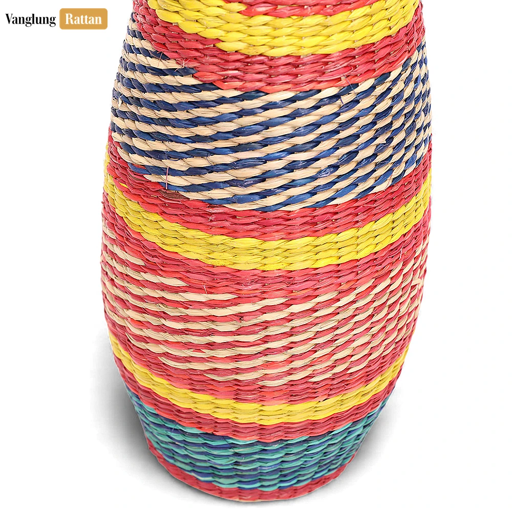 Rattan Export Tall Colorful Seagrass Vase - Festive Holiday Table Accent - REX-DCVA27006