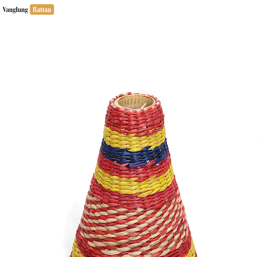 Rattan Export Tall Colorful Seagrass Vase - Festive Holiday Table Accent - REX-DCVA27006