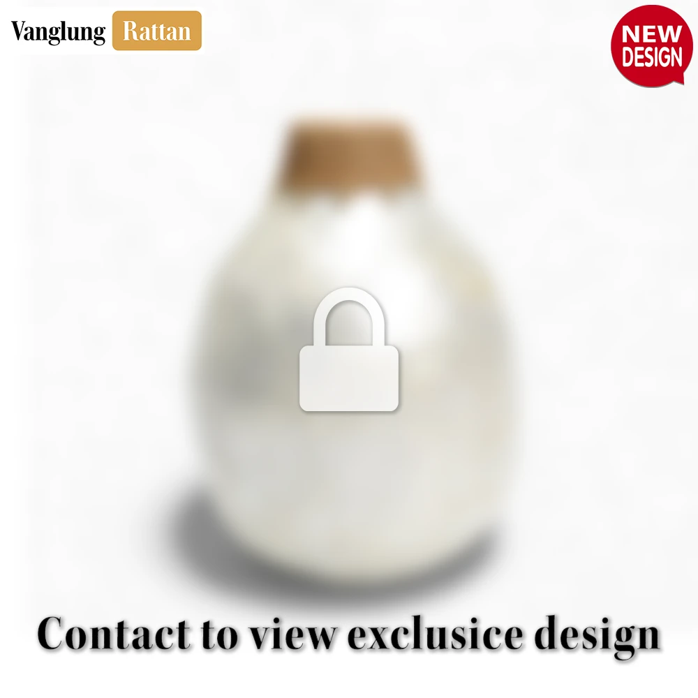 Rattan Export Bulbous xà cừ bình với đan mây cổ viền - mộc mạc sang trọng Giáng Sinh trang trí - REX-DCVA25014