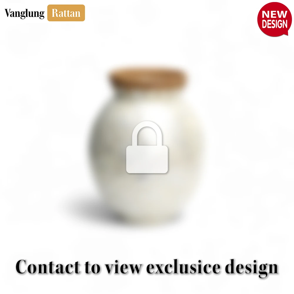 Rattan Export Mother of Pearl Globe Vase with Rattan Collar - Rustic Glam Christmas Décor - REX-DCVA25012