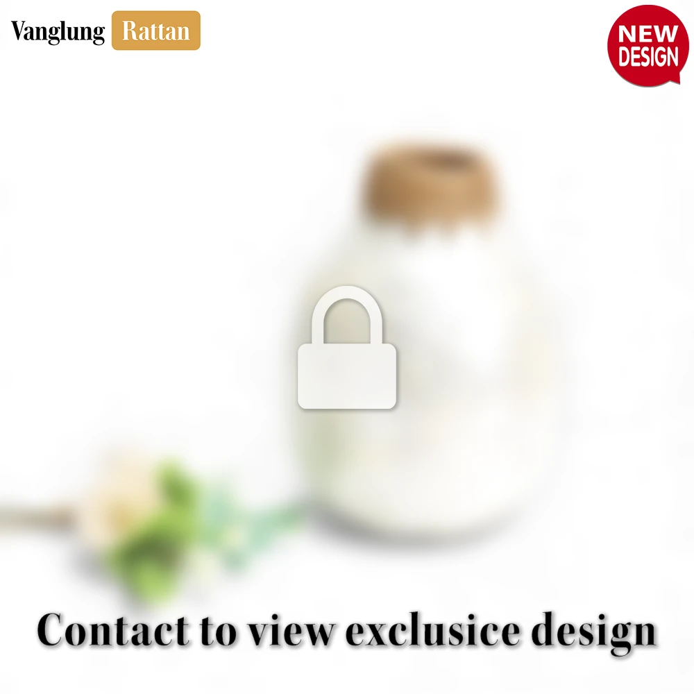 Rattan Export Madreperla Bulbous vaso con rattan collare Low - costiero Natale centrotavola - REX-DCVA25009L