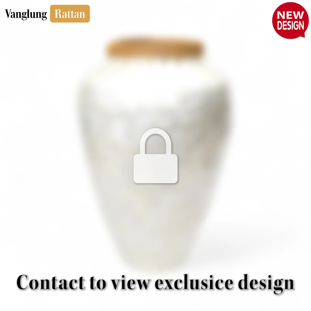 Rattan Export Handcrafted Iridescent Pearl and Rattan Vessel - New Year’s Décor - REX-DCVA25007