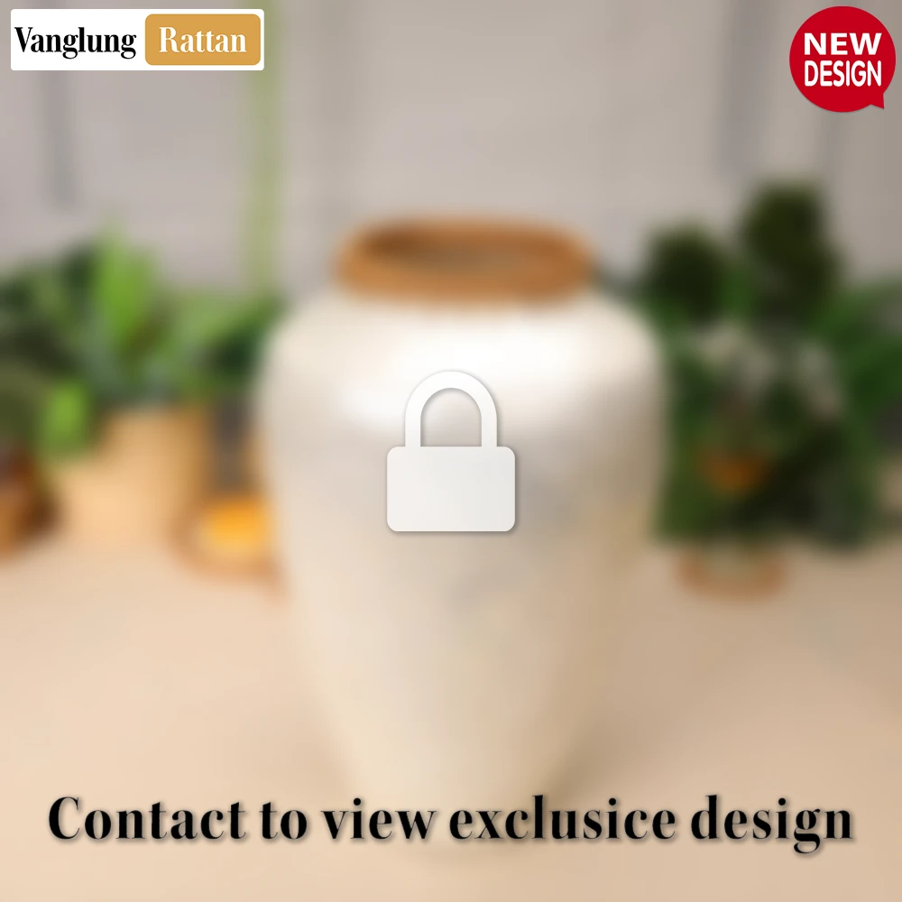 Rattan Export Handcrafted Iridescent Pearl and Rattan Vessel - New Year’s Décor - REX-DCVA25007