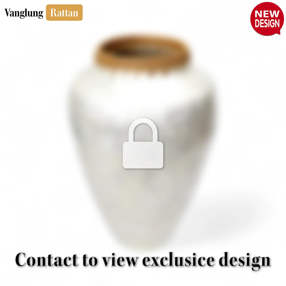 Rattan Export Handcrafted Iridescent Pearl and Rattan Vessel - New Year’s Décor - REX-DCVA25007