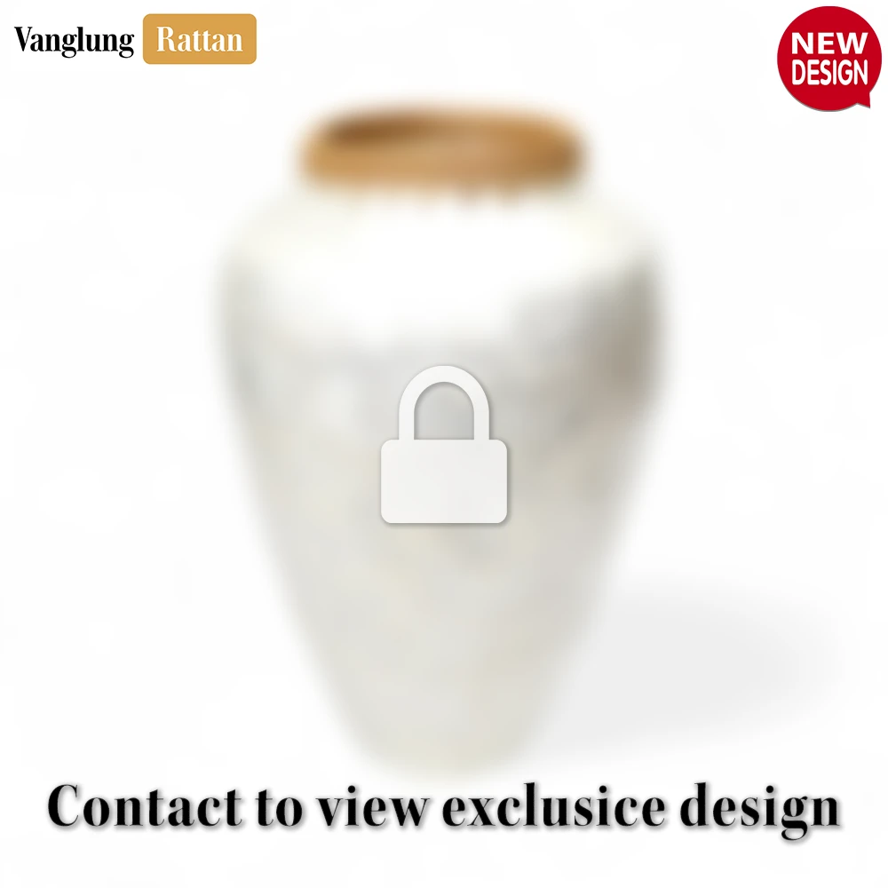 Rattan Export Handcrafted Iridescent Pearl and Rattan Vessel - New Year’s Décor - REX-DCVA25007