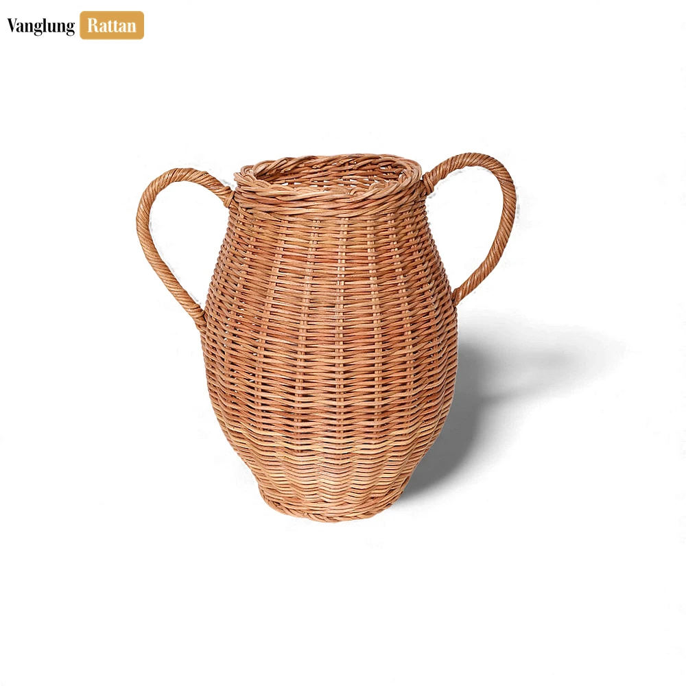 Rattan Export Core Rattan Jug Vase with Handles - Rustic Christmas Greenery Holder - REX-DCVA26006R