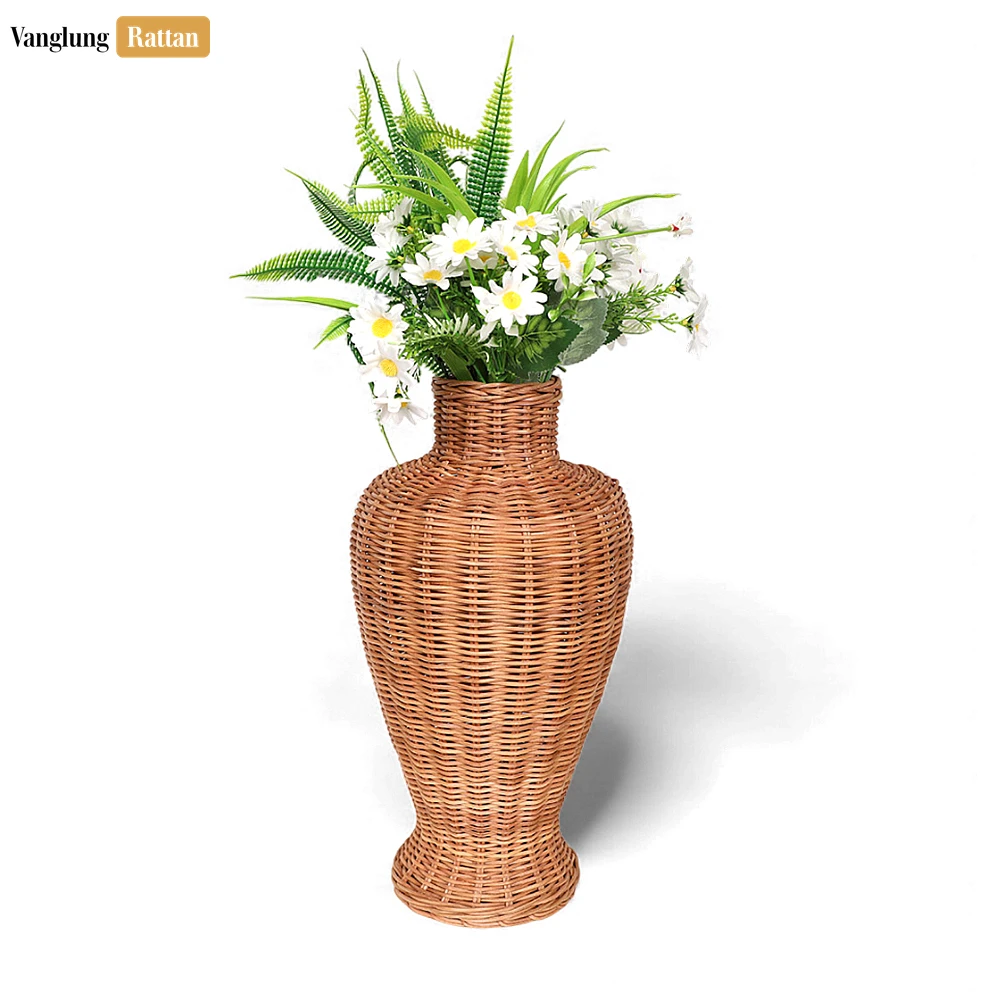 Rattan Export Rustic Core Rattan Bottle Vase - Narrow Neck Christmas Branch Holder - REX-DCVA26004