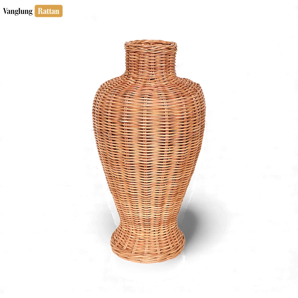 Rattan Export Rustic Core Rattan Bottle Vase - Narrow Neck Christmas Branch Holder - REX-DCVA26004
