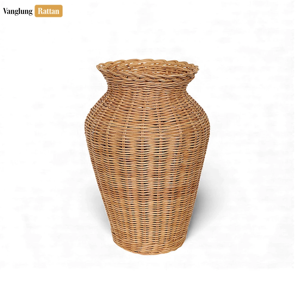 Rattan Export Tall Core Rattan Vase with Flared Rim - Rustic Christmas Floor Décor - REX-DCVA26003