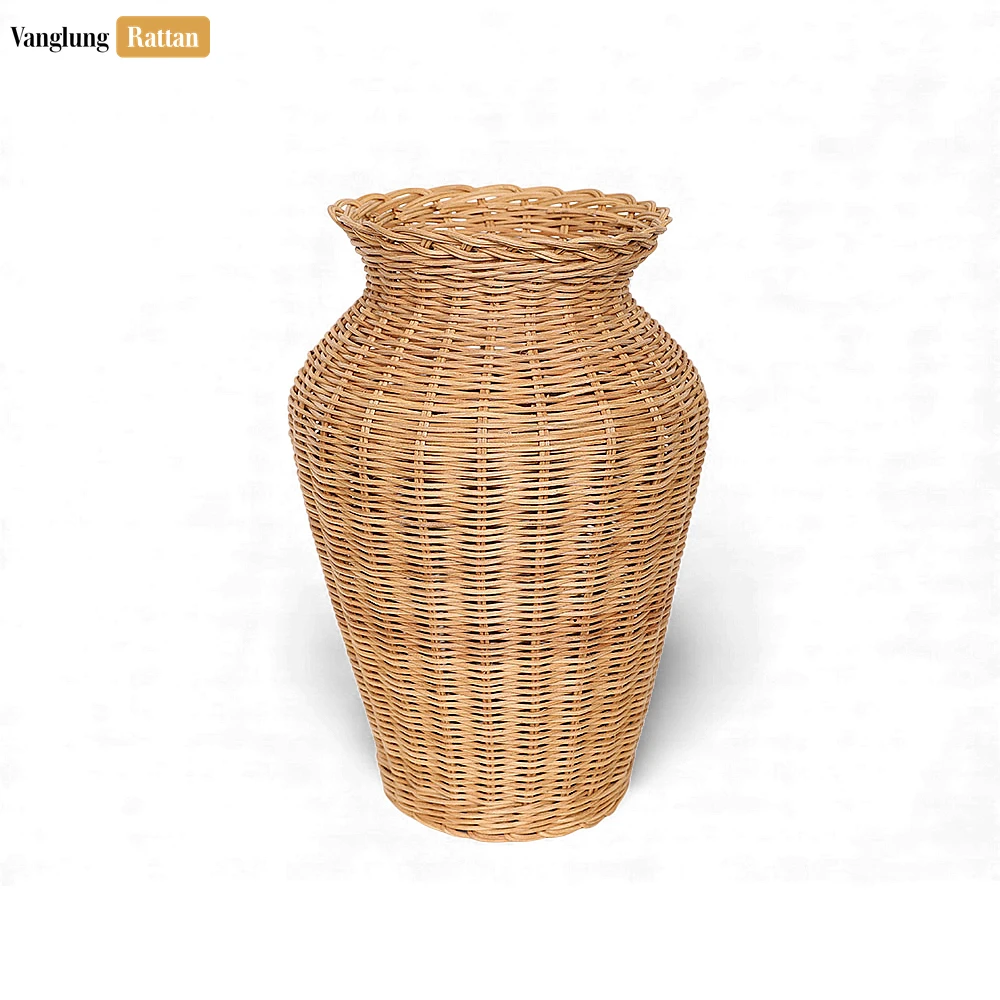 Rattan Export Tall Core Rattan Vase with Flared Rim - Rustic Christmas Floor Décor - REX-DCVA26003