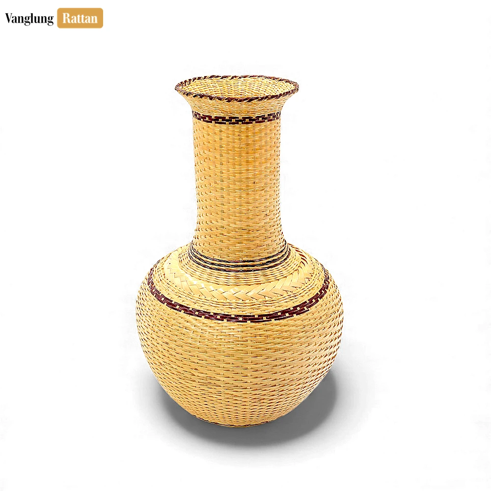 Rattan Export Rustic Bamboo Vase for Christmas Centerpiece - Woven Natural & Brown Design - REX-DCVA26006