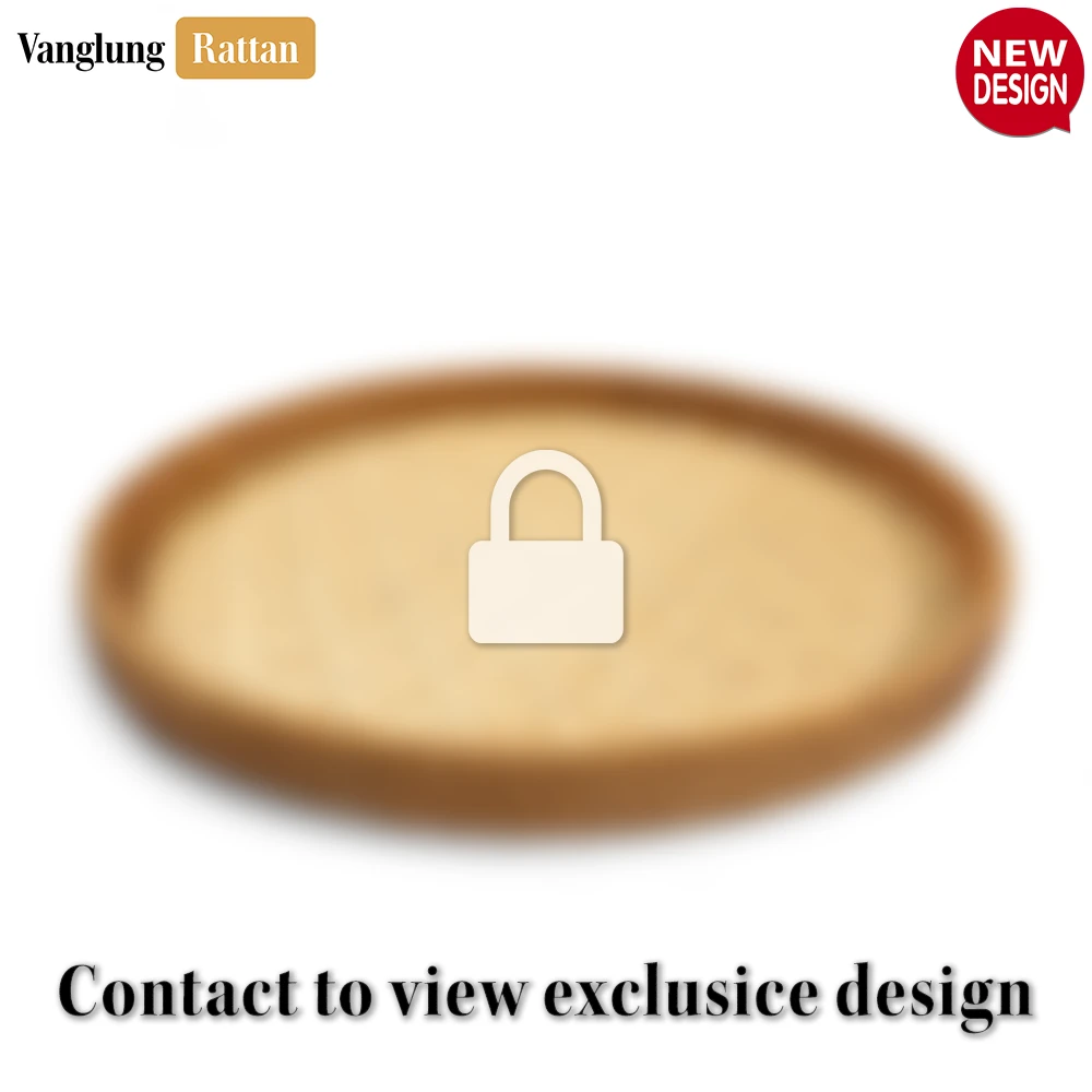 Rattan Export Round Handwoven Bamboo Rattan Serving Tray with Natural Twilled Twos Weave - REX-STRO013004NA