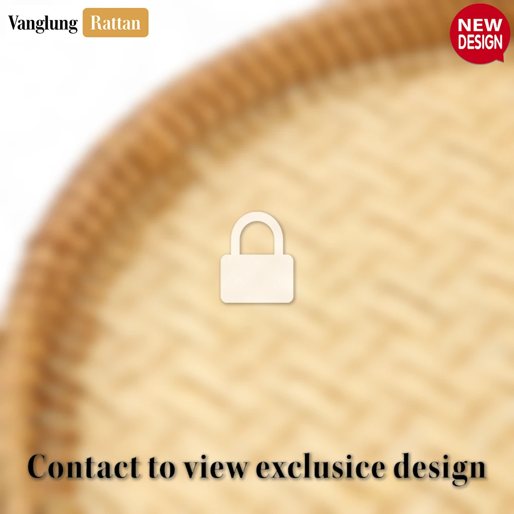 Rattan Export Round Handwoven Bamboo Rattan Serving Tray with Natural Twilled Twos Weave - REX-STRO013004NA