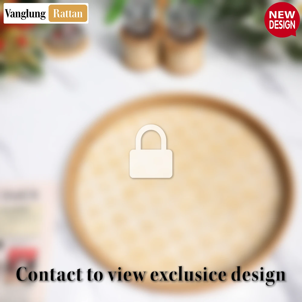 Rattan Export Round Handwoven Bamboo Rattan Serving Tray with Natural Twilled Twos Weave - REX-STRO013004NA