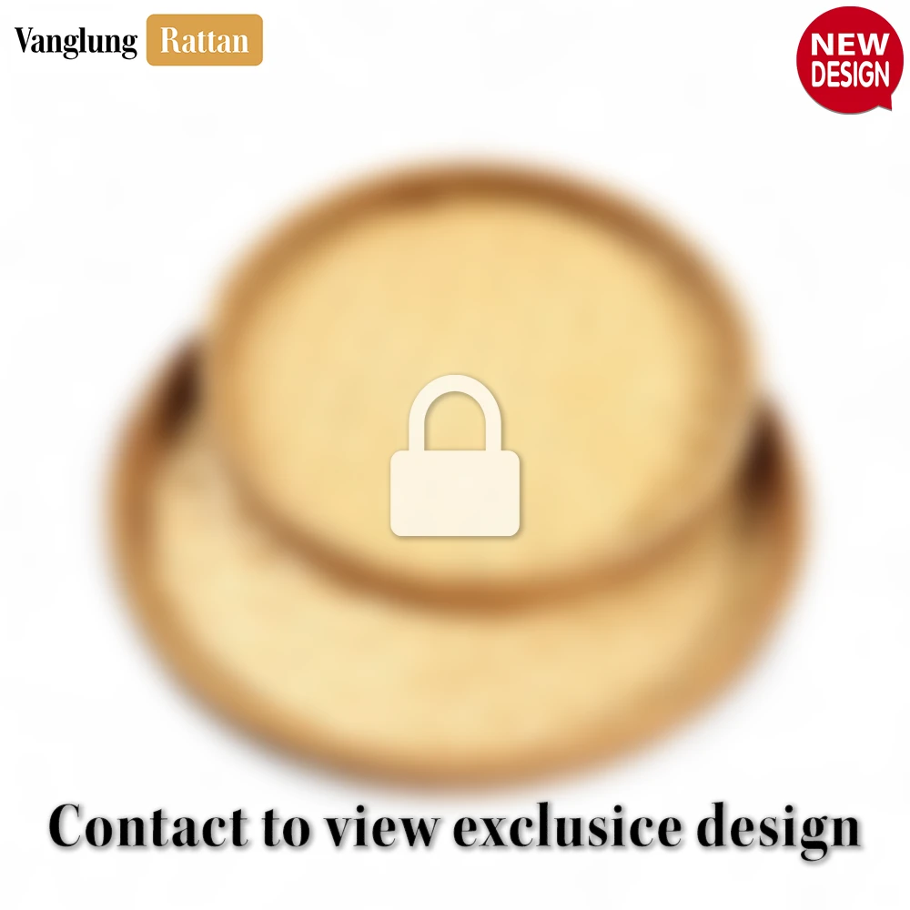 Rattan Export Round Handwoven Bamboo Rattan Serving Tray with Natural Twilled Twos Weave - REX-STRO013004NA