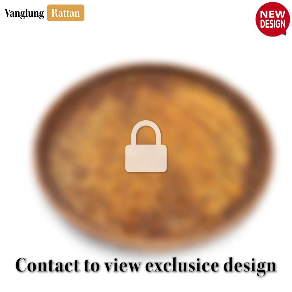 Rattan Export Round Handwoven Bamboo Rattan Serving Tray with Golden Brown Twilled Twos Weave - REX-STRO013004DI