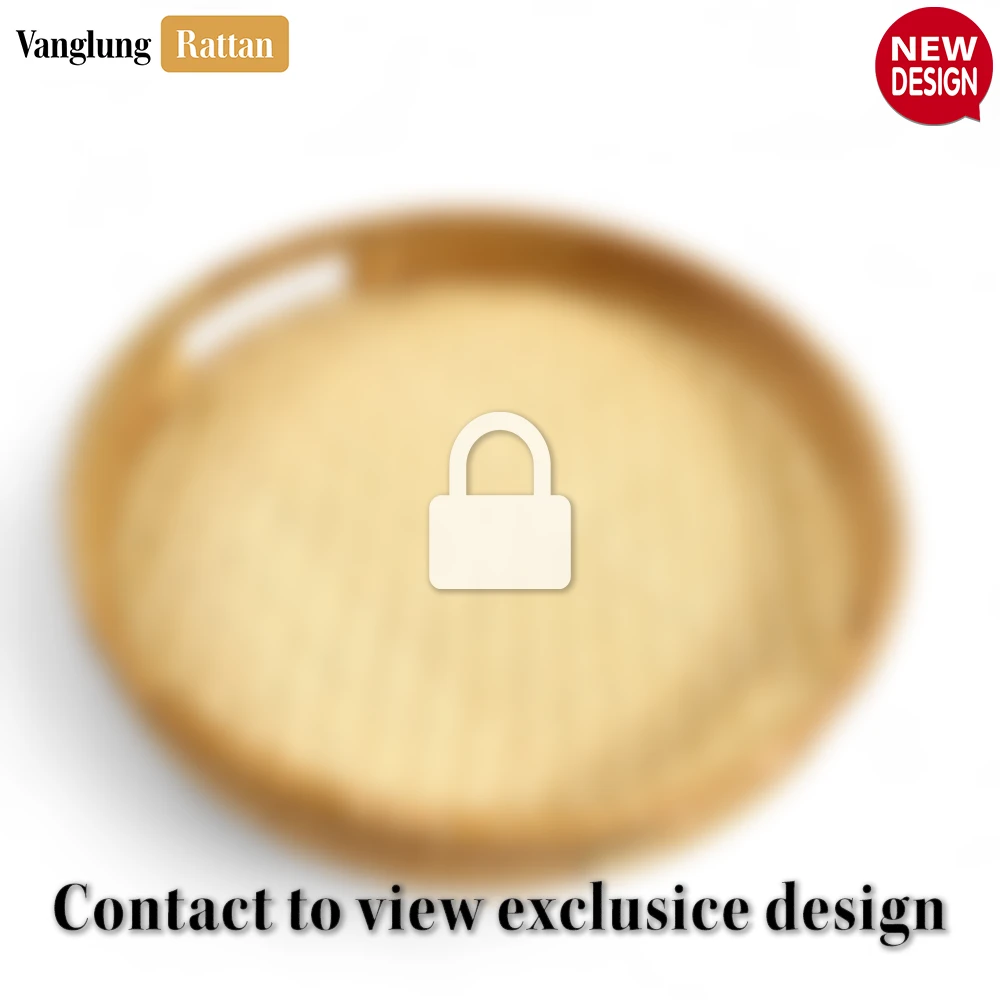 Rattan Export Round Honey Handwoven Bamboo Rattan Handles Serving Tray with Natural Twilled Twos Weave - REX-STRO013003HN