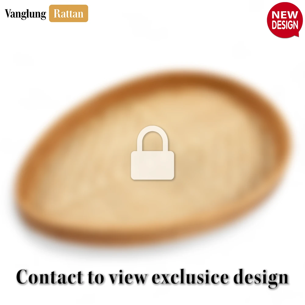 Rattan Export Handmade Teardrop Shape Bamboo Rattan Serving Tray with Natural Herringbone Weave - REX-STDR013002