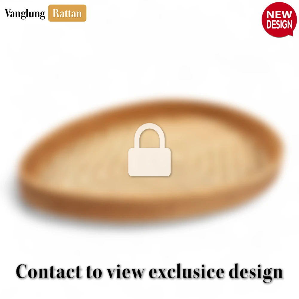 Rattan Export Handmade Teardrop Shape Bamboo Rattan Serving Tray with Natural Herringbone Weave - REX-STDR013002
