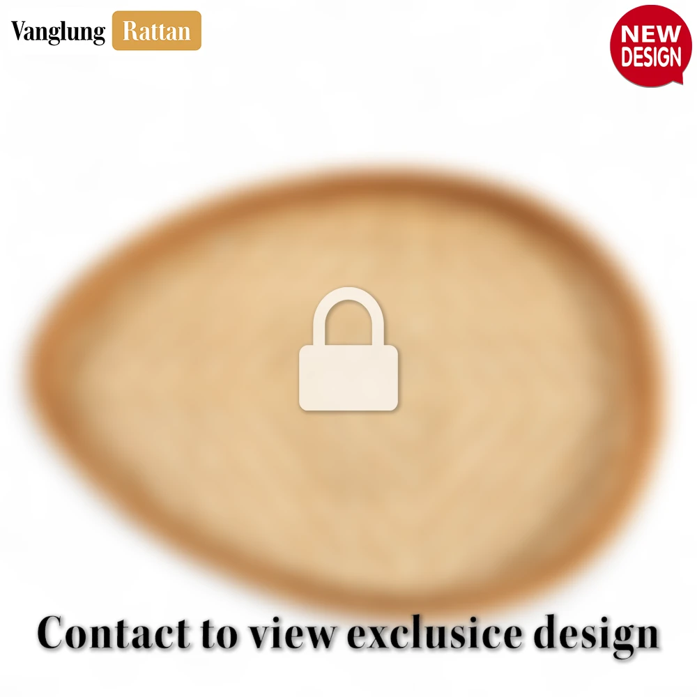 Rattan Export Handmade Teardrop Shape Bamboo Rattan Serving Tray with Natural Herringbone Weave - REX-STDR013002