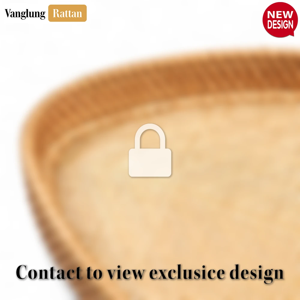 Rattan Export Handmade Teardrop Shape Bamboo Rattan Serving Tray with Natural Herringbone Weave - REX-STDR013002